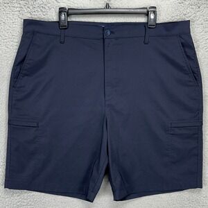 Chaps Mens Khakis Shorts 40 Dark Navy Chino Flat Front Stretch‎ Pockets Outdoor